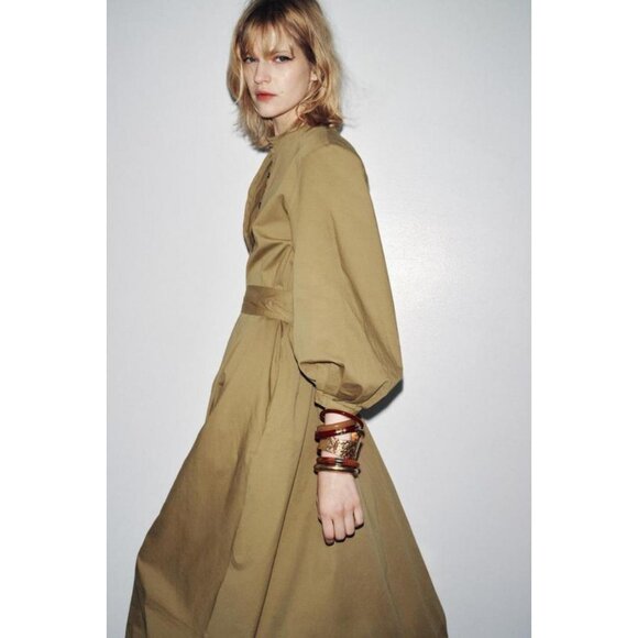 ZARA ZW COLLECTION BELTED SHIRT DRESS - Picture 4 of 9